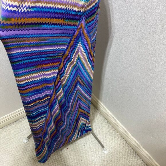 Calvin Klein Aqua Multi Abstract Zigzag Maxi Dress Sleeveless Size 10 - Picture 3 of 6